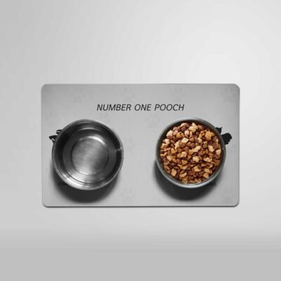 FEEDING MAT WITH BOWL WEB 400x400 - Number One Pooch Luxury Dog Feeding Mat